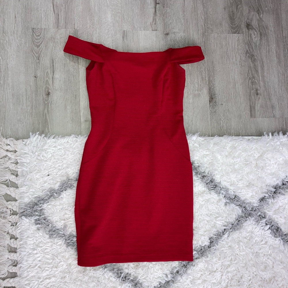 Off the shoulder red dress